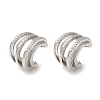 Rack Plating Brass Micro Pave Clear Cubic Zirconia 4-Strand Ring Cuff Earrings for Women EJEW-P280-18P-1