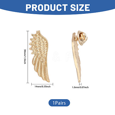 1 Pair Wing Alloy Brooches JEWB-CA0001-81-1