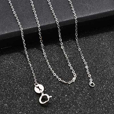 Anti-Tarnish Electroplated Rhodium Plated Sterling Silver Cable Chain Necklaces X-NJEW-N0048-46-18-1