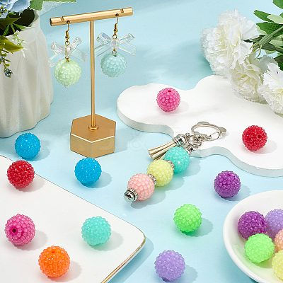 24Pcs 12 Colors Chunky Resin Rhinestone Bubblegum Ball Beads RESI-SP0001-19-1