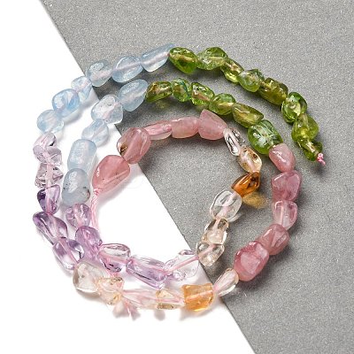 Natural Aquamarine & Rose Quartz & Peridot & Amethyst & Citrine Beads Strands G-L610-B05-01-1