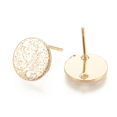 Hammered Brass Stud Earring Findings KK-S345-202G-1