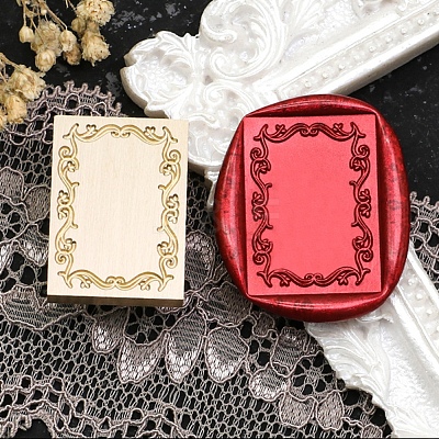 Rectangle Flower Frame Brass Stamp Heads AJEW-M037-04G-02-1