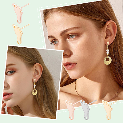 30Pcs 3 Colors 201 Stainless Steel Stud Earring Findings STAS-DC0010-25-1