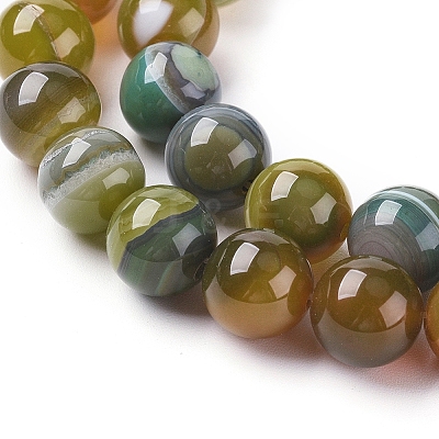 Natural Striped Agate/Banded Agate Beads Strands G-G582-6mm-44-1