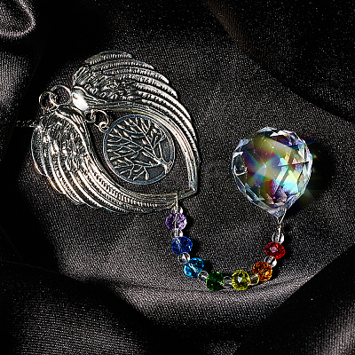 1Pc Heat Transfer Alloy Angel Wing Hanging Ornaments HJEW-BBC0001-15-1