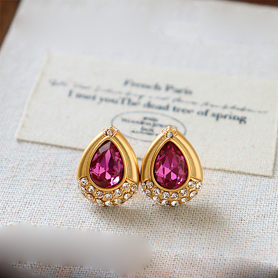 Brass Pave Cubic Zirconia Stud Earrings WG20E7A-02-1