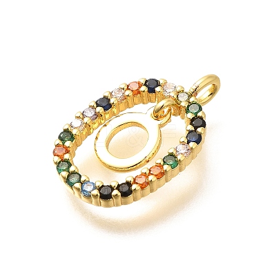 Brass Micro Pave Cubic Zirconia Pendants ZIRC-P123-01G-O02-1