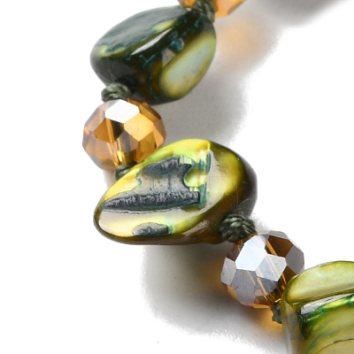 Boho Dyed Natural Shell Chip & Glass Beaded Necklaces for Women NJEW-H047-03-1