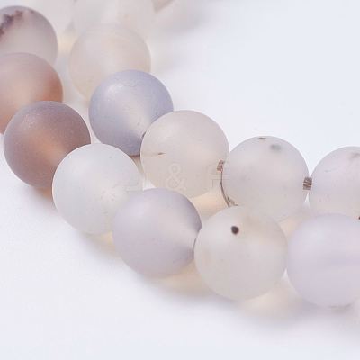 Natural Dendritic Agate Beads Strands G-J376-07-8mm-1