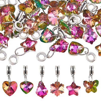 30Pcs 6 Styles Electroplate Glass European Dangle Charms HJEW-PH02219-1