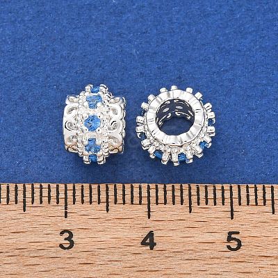 Brass Micro Pave Cubic Zirconia European Beads KK-H513-06S-1