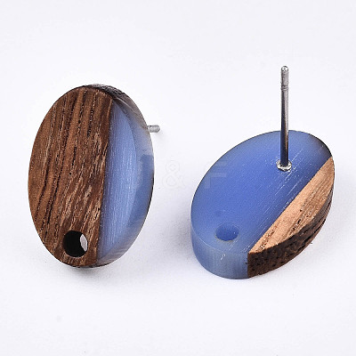 Resin & Walnut Wood Stud Earring Findings MAK-N032-004A-A08-1