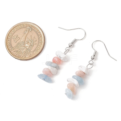 Natural Aquamarine & Pink Opal & Howlite Dangle Earrings EJEW-JE06127-03-1