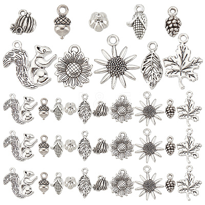 80Pcs 10 Style Tibetan Style Alloy Pendants TIBEP-SC0002-33-1