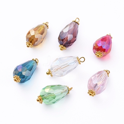 Electroplate Faceted Glass Pendants PALLOY-JF00453-M-1