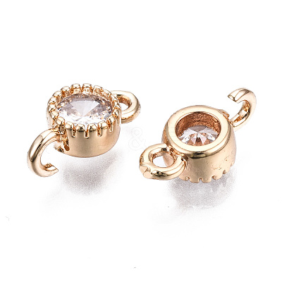 Brass Micro Pave Clear Cubic Zirconia Links Connectors KK-S359-145B-RS-1