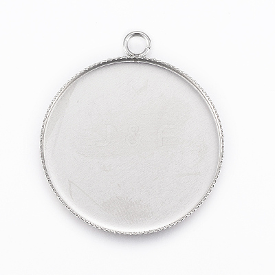 Tarnish Resistant 304 Stainless Steel Pendant Cabochon Settings STAS-E146-18P-30mm-1