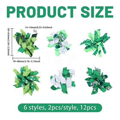 12Pcs 6 Styles Saint Patrick's Day Polyester Ornaments AJEW-BC0010-71-1