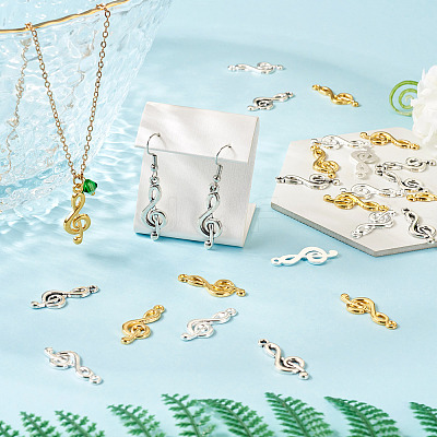 30Pcs 3 Colors Tibetan Style Treble Clef Pendants TIBEP-TA0001-42-1