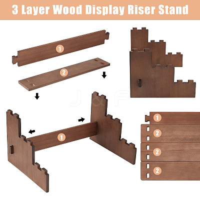 3-Tier Wooden Jewelry Organizer Display Risers ODIS-WH0058-19B-1