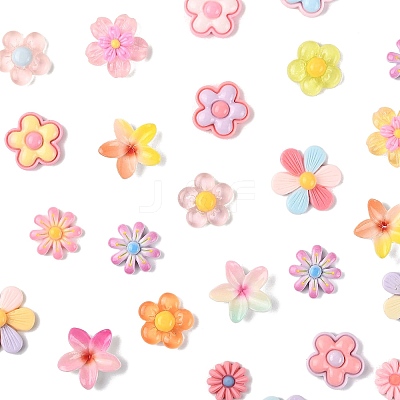 100Pcs 8 Styles Translucent & Opaque Resin Cabochons RESI-FS0002-32-1