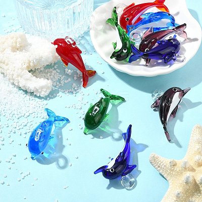 10Pcs 5 Colors Handmade Silver Foil Lampwork Pendants LAMP-CJ0002-53-1