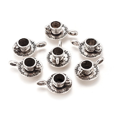 Coffee Cup Tibetan Style Alloy Pendants X-TIBEP-A13415-AS-RS-1