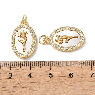 Brass Micro Pave Clear Cubic Zirconia Pendants KK-B083-20G-01-1