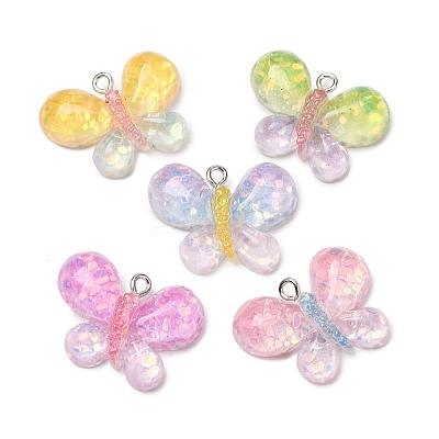 Transparent Resin & Paillette Pendants RE-CBAFA44-01-1