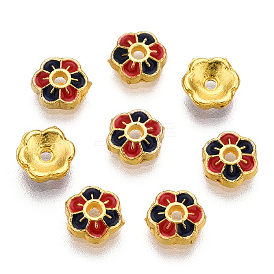 6-Petal Alloy Enamel Bead Caps X1-ENAM-TAC0023-06-1