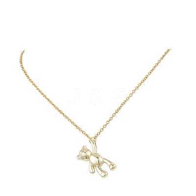 Alloy Bear Pendant 304 Stainless Steel Cable Chain Necklaces for Women NJEW-JN05739-1