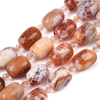 Natural Fire Crackle Agate Beads Strands G-K393-G01-10x14-1