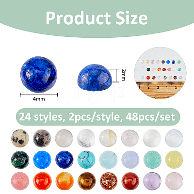 48Pcs 24 Styles Natural & Synthetic Mixed Gemstone Cabochons G-FH0002-50-1