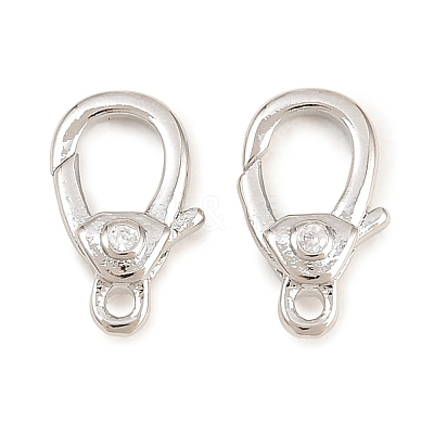 Brass Micro Pave Clear Cubic Zirconia Swivel Lobster Claw Clasps KK-P353-01P-1