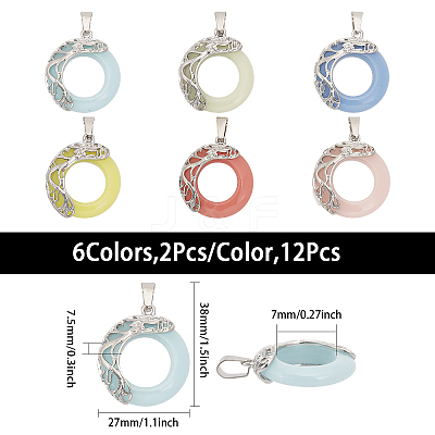12Pcs 6 Colors Synthetic Luminous Stone Pendants G-CA0001-74-1