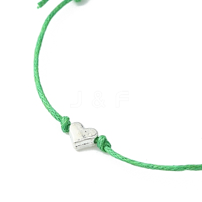 10Pcs 10 Color Alloy Heart Beaded Cord Bracelets Set BJEW-JB08182-1