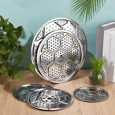 8Pcs 4 Styles 410 Stainless Steel Steamer Mat AJEW-OC0015-16-1