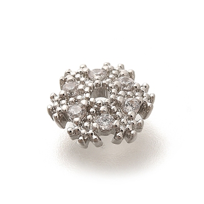 Rack Plating Brass Micro Pave Clear Cubic Zirconia Bead Caps KK-H508-22A-P-1