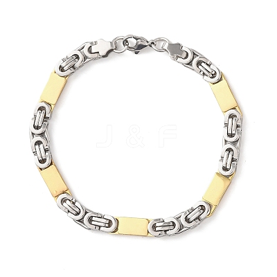 304 Stainless Steel Rectangle Link
Chain & Byzantine Chains Bracelets for Women Men BJEW-F527-08B-GP-1