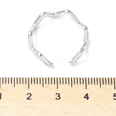 Non-Tarnish 304 Stainless Steel Wave Open Cuff Ring for Women RJEW-I085-13P-02-1