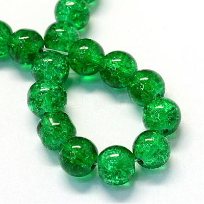 Baking Paint Transparent Crackle Glass Round Bead Strands DGLA-Q018-6mm-48-1