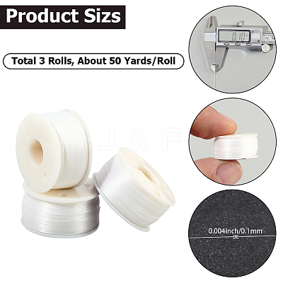 3 Rolls Special Coated Nylon Beading Threads for Seed Beads OCOR-PA0001-02C-1