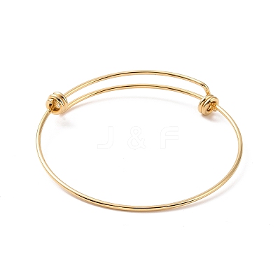 201 Stainless Steel Wire Wrap Extensible Bangle for Women BJEW-P285-04G-1