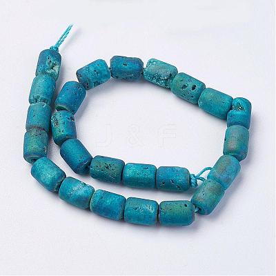Electroplated Natural Druzy Geode Agate Bead Strands G-P251-C02-1