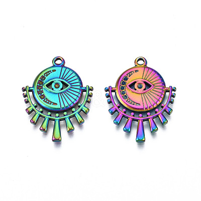 Rack Plating 304 Stainless Steel Pendant Rhinestone Settings STAS-N098-055-1
