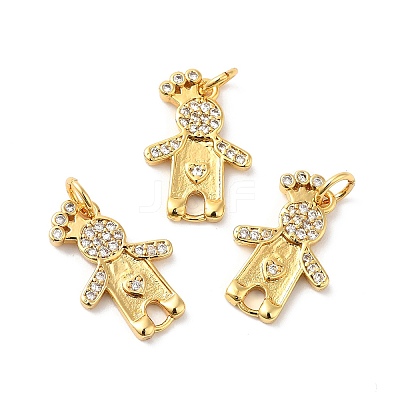 Rack Plating Brass Micro Pave Cubic Zirconia European Dangle Charms KK-D075-01G-1