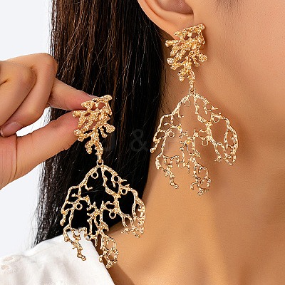 Alloy Branch Stud Dangle Earrings for Women WGBFFDA-01-1