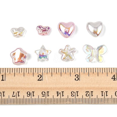 16Pcs 8 Styles UV Plating Plastic Imitation Pearl Beads KY-FS0001-47-1