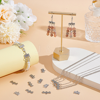 120pcs 3 styles Tibetan Style Alloy Flower/Rectangle Chandelier Component Links FIND-GO0003-62-1
